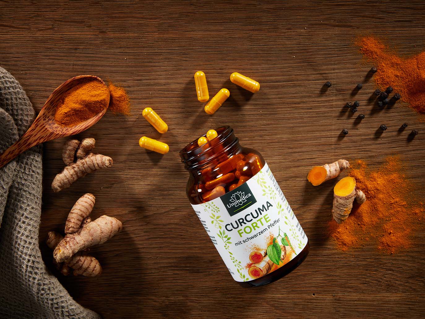 Kurkuma FORTE - mit schwarzem Pfeffer - 90 Kapseln - von Unimedica